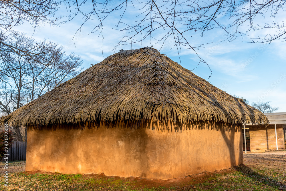 Typical and historical Wattle and Daub houses used by cherokee and