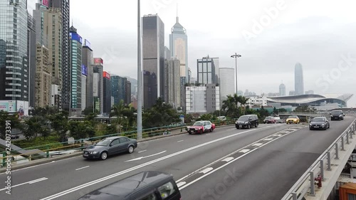Street traffic in Hong Kong at day