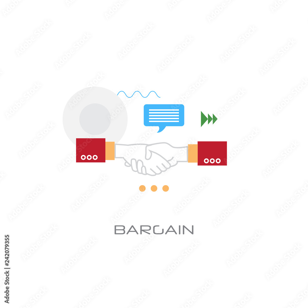 Business agreement hand shake bargain concept flat Business agreement hand shake bargain concept flat