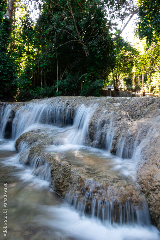 Beautiful limestone waterfall in lampang Thailand
