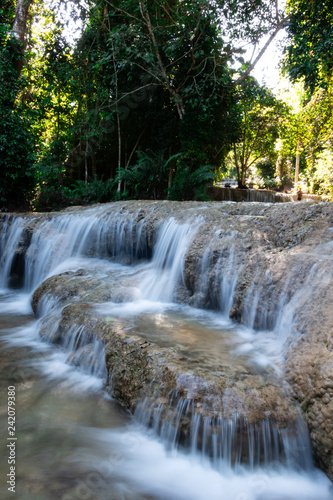Beautiful limestone waterfall in lampang Thailand  