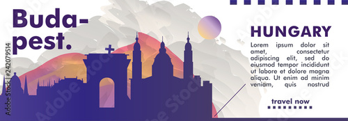 Photography Hungary Budapest skyline city gradient vector poster
