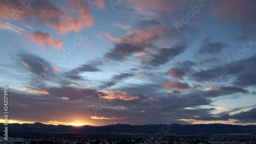 Clouds moving just after sunrise over Reno and Sparks Nevada 