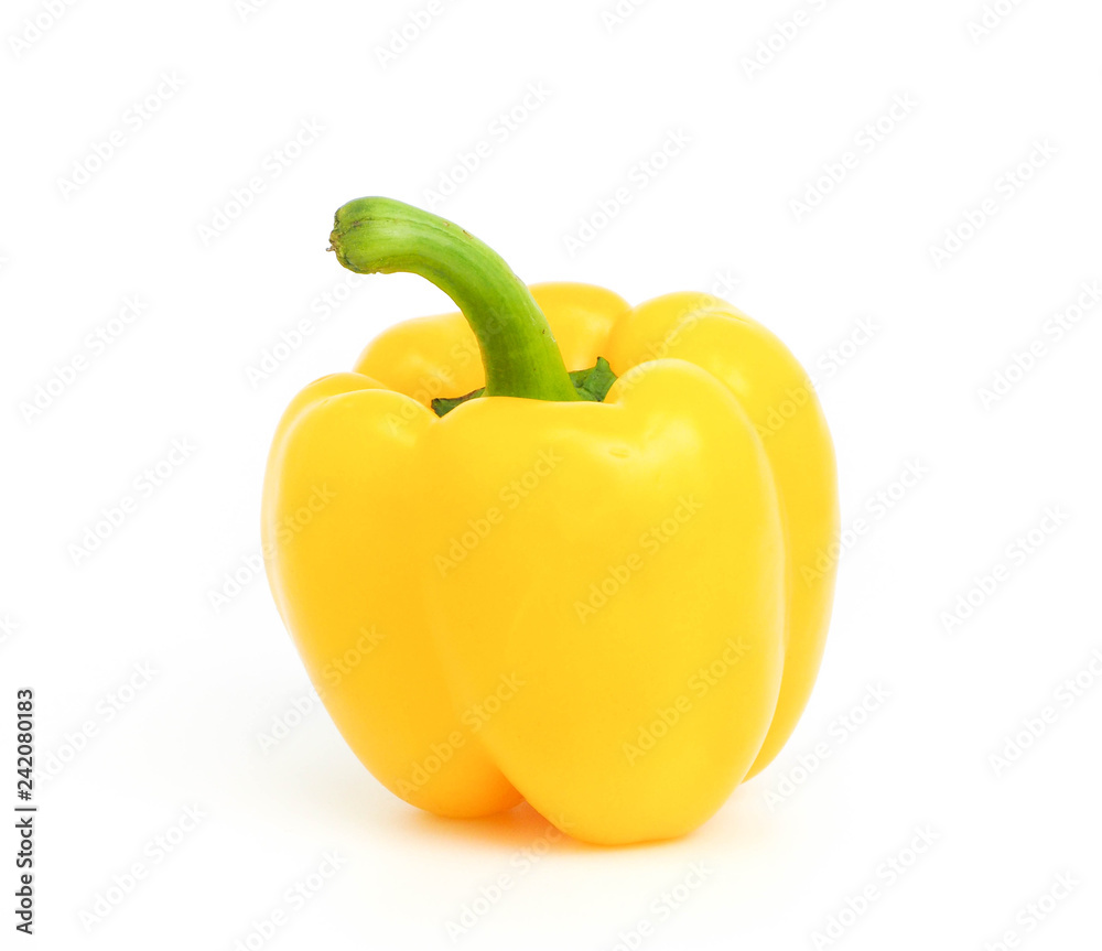 One fresh yellow peppers isolated on white background. One fresh yellow peppers isolated on white background.