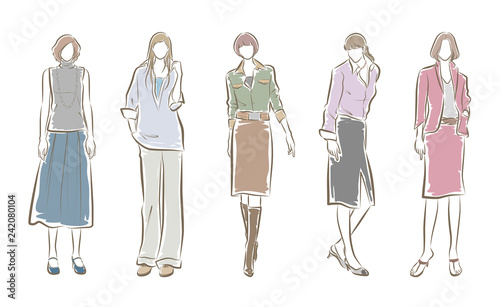 女性のファッションイラスト