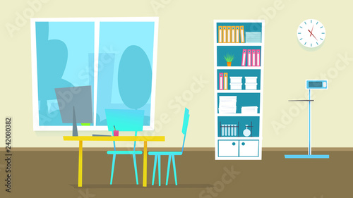 Medical Consultation Cabinet. Vector Illustration.