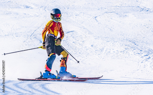 People are enjoying skiing / snowboarding