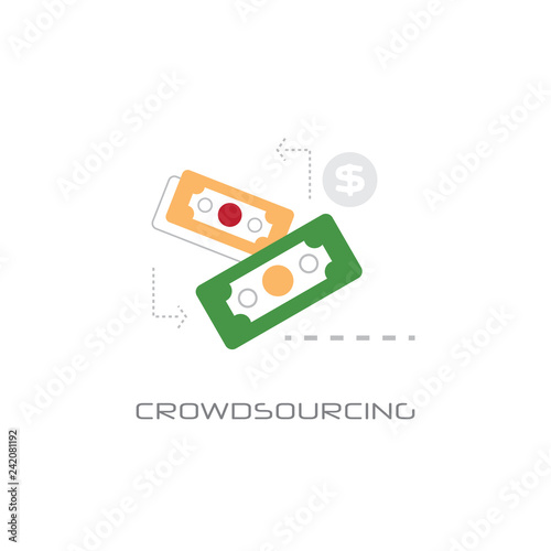 crowdsourcing business recources concept line style isolated