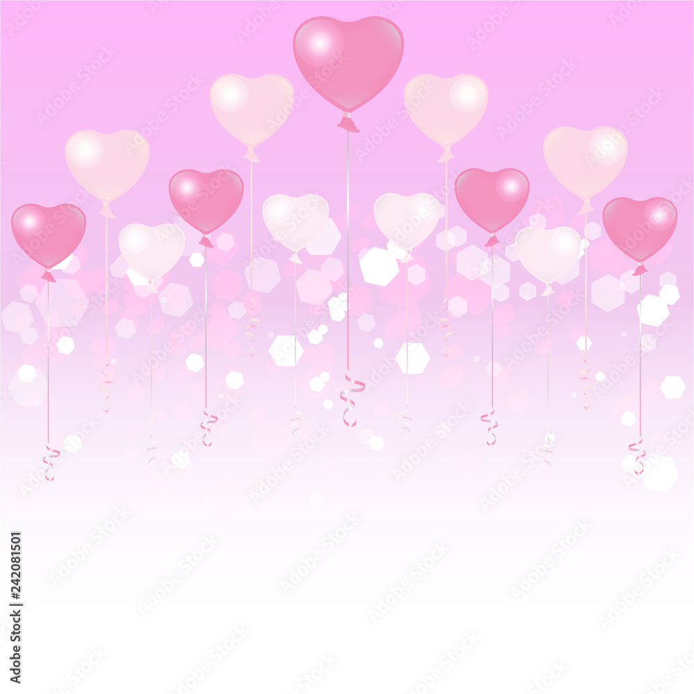 Valentines Day light pink and pink balloons on light pink background