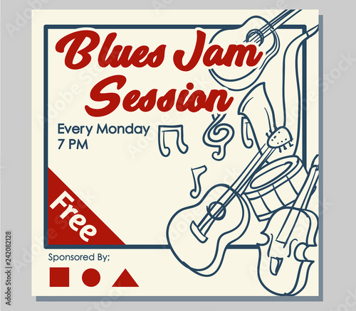 Blues Jam Hand Draw Poster