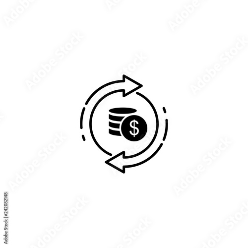 Возврат наличных. Векторная иконка на белом фоне.