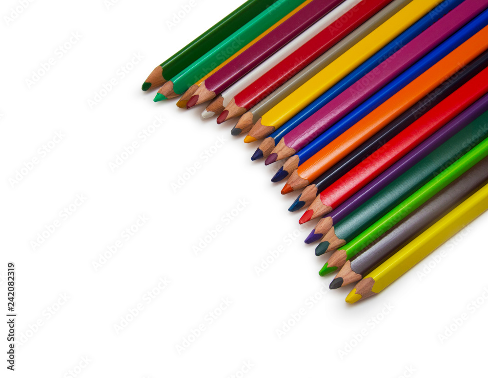 colorful pencils on white background colorful pencils on white background