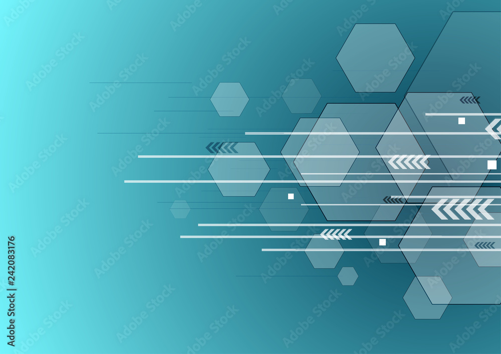Fototapeta premium Technology background with arrows and hexagons