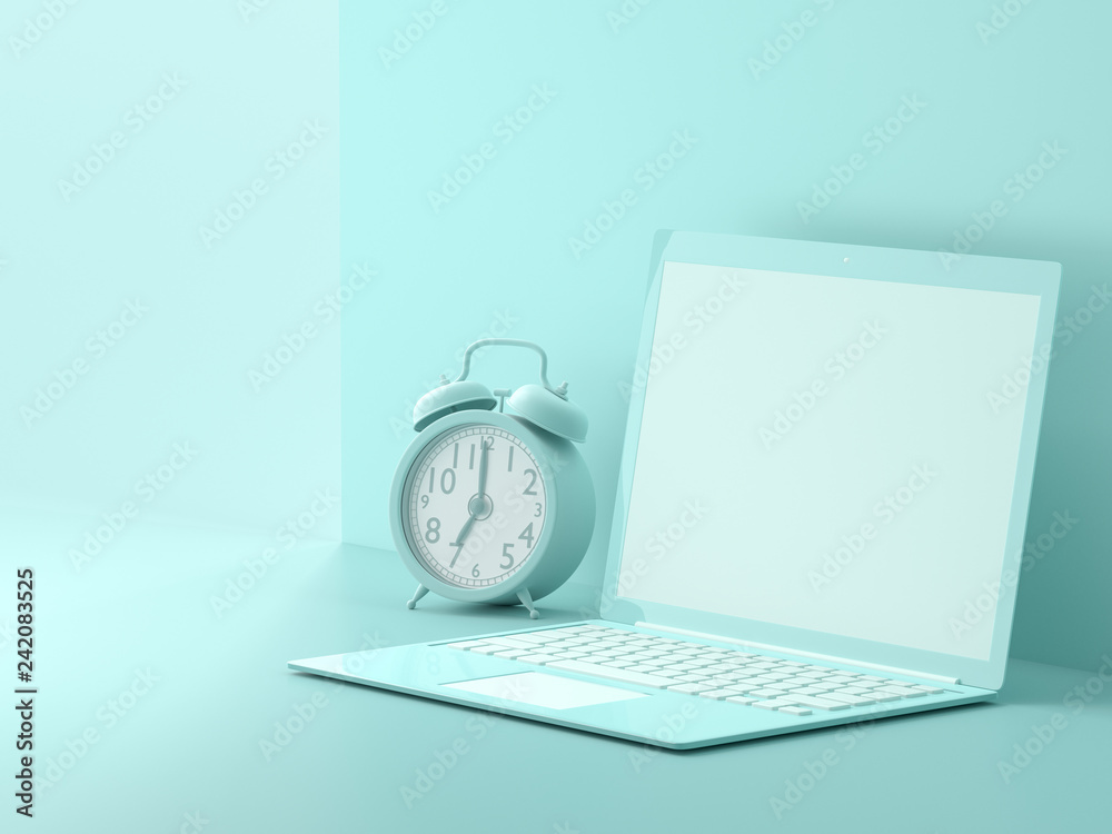 Minimal idea concept, Laptop mock-up on Work desk Minimal idea concept, Laptop mock-up on Work desk