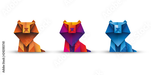 Fototapeta lwy origami wektor