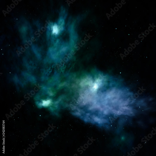 Being shone nebula. 3D rendering