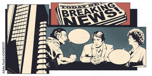 Man and woman argue. Stock illustration.