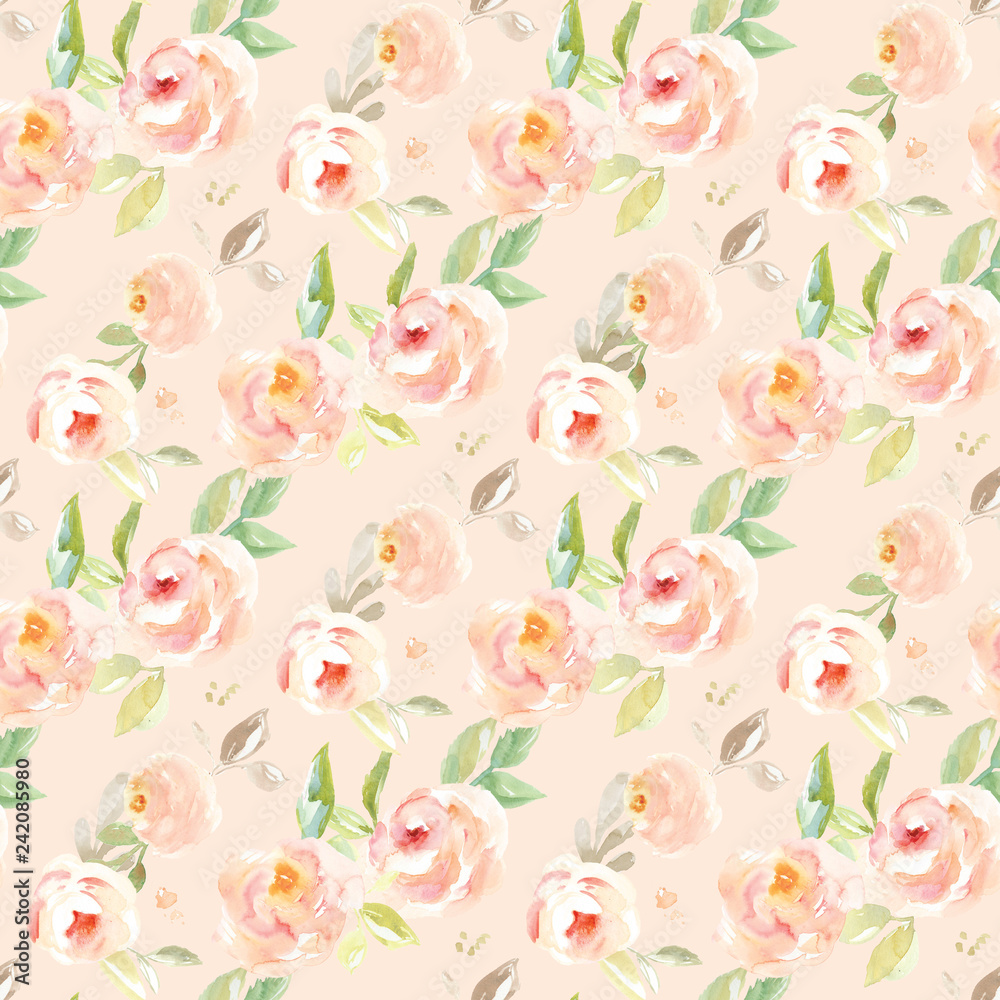Vintage Painted Floral Pattern Background. Seamless Flowers Background for Fashion Design