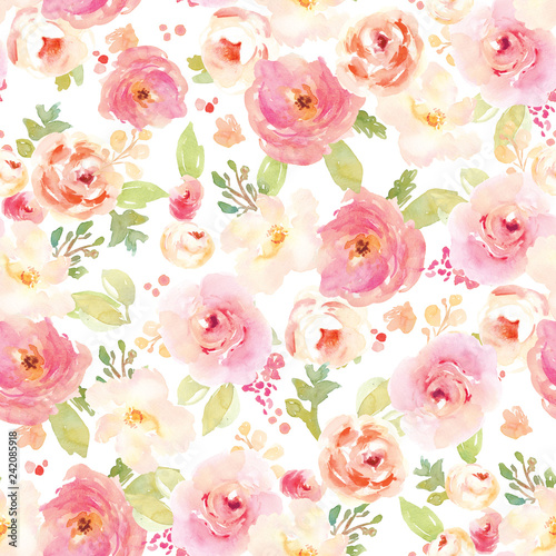 Vintage Painted Floral Pattern Background. Seamless Flowers Background for Fashion Design