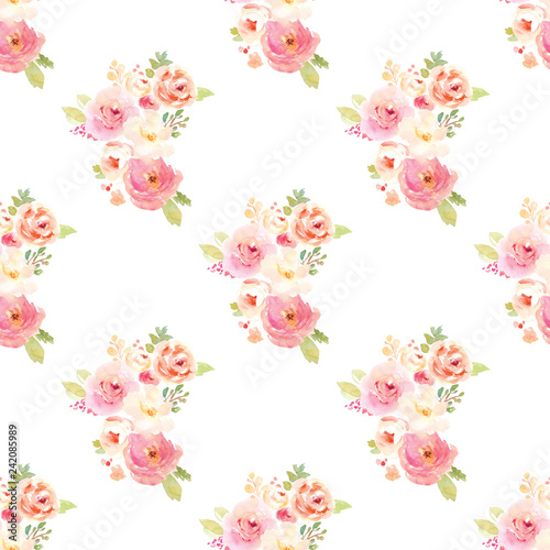 Vintage Painted Floral Pattern Background. Seamless Flowers Background for Fashion Design