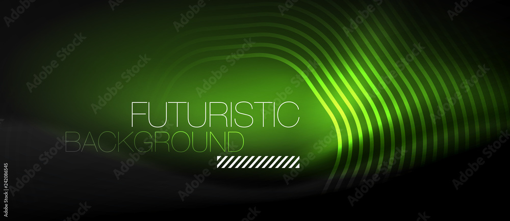 Neon glowing lines, magic energy space light concept, abstract background wallpaper design