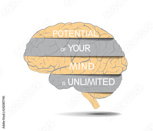 Brain spatially spread with inscriptions as a concept of boundless human capabilities
