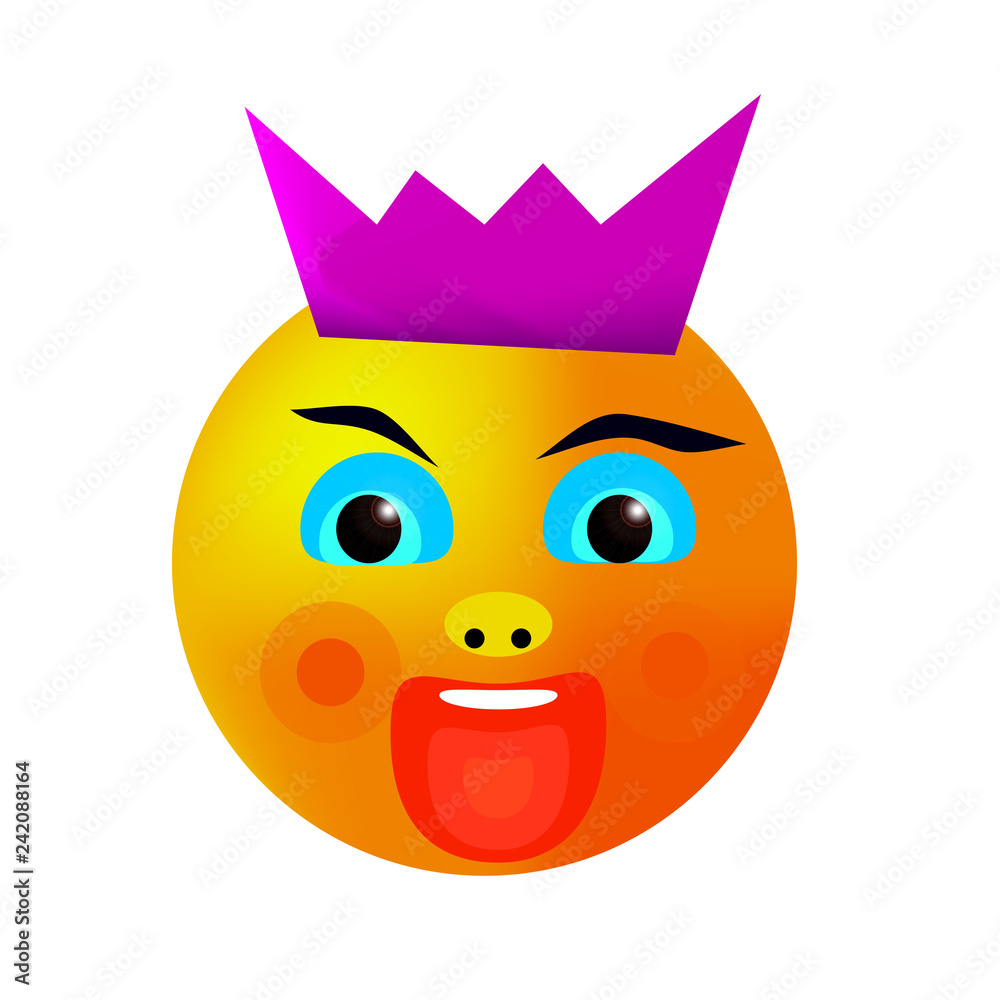 Character with emotion and pink crown