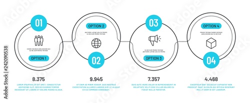 Line option infographic. Number infograph, process steps chart with outline icons. Flowchart diagram vector template. Illustration of infograph and infographic step, process infochart