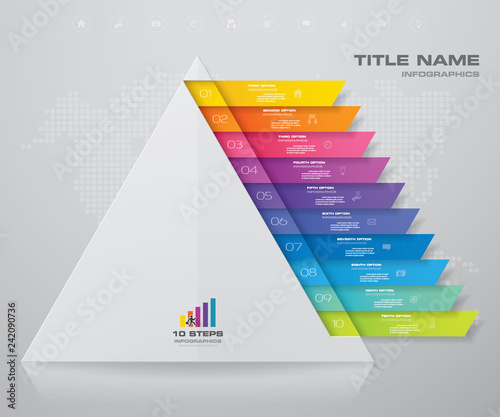 10 steps pyramid with free space for text on each level. infographics, presentations or advertising. EPS10.	