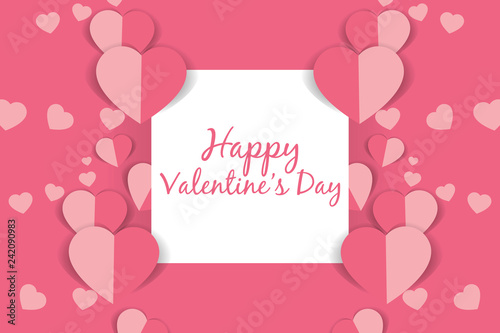 Valentine's day abstract background with cut paper heart. Vector illustration
