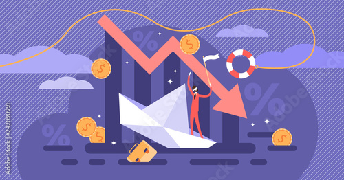 Bankruptcy vector illustration. Flat tiny person concept with broke company