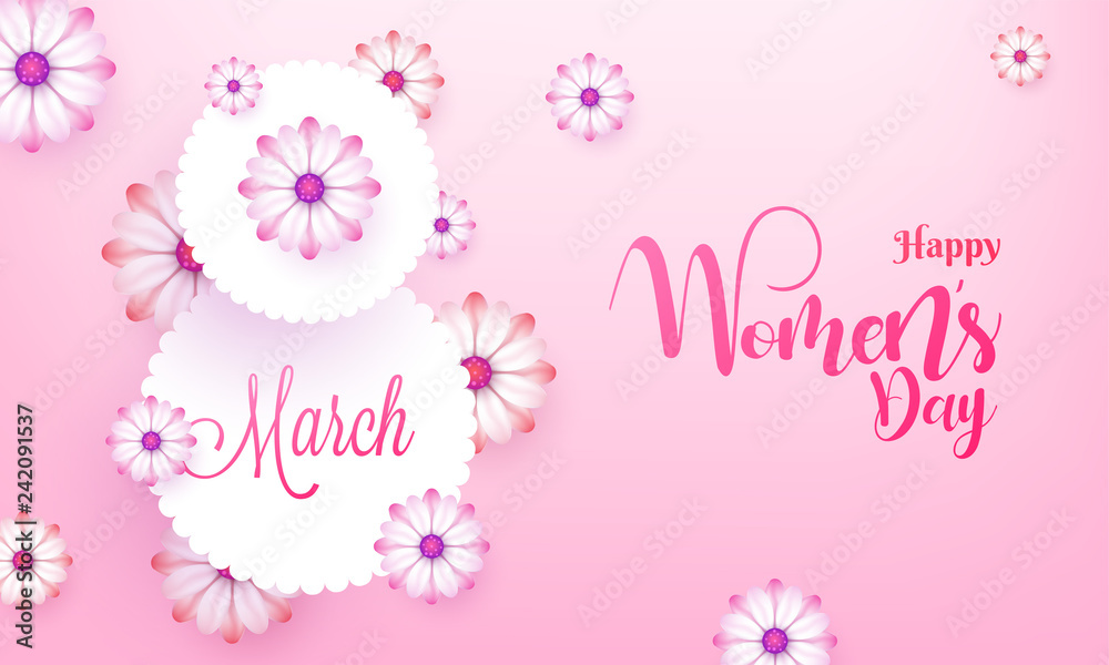 Beautiful floral poster or greeting card design for Women's Day celebration concept. Beautiful floral poster or greeting card design for Women's Day celebration concept.