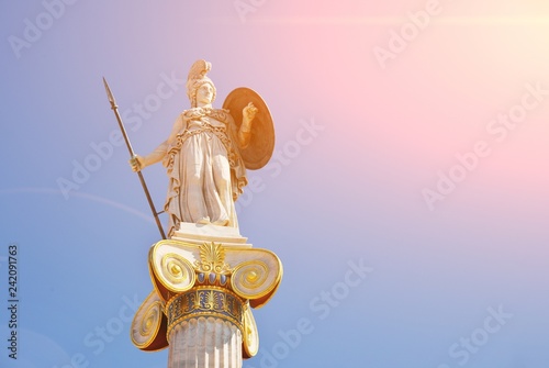 Canvas-taulu Statue of the goddess Athina, the goddess of piece, wisdom and culture, daughter of Zeus and protector of the city of Athens, Greece