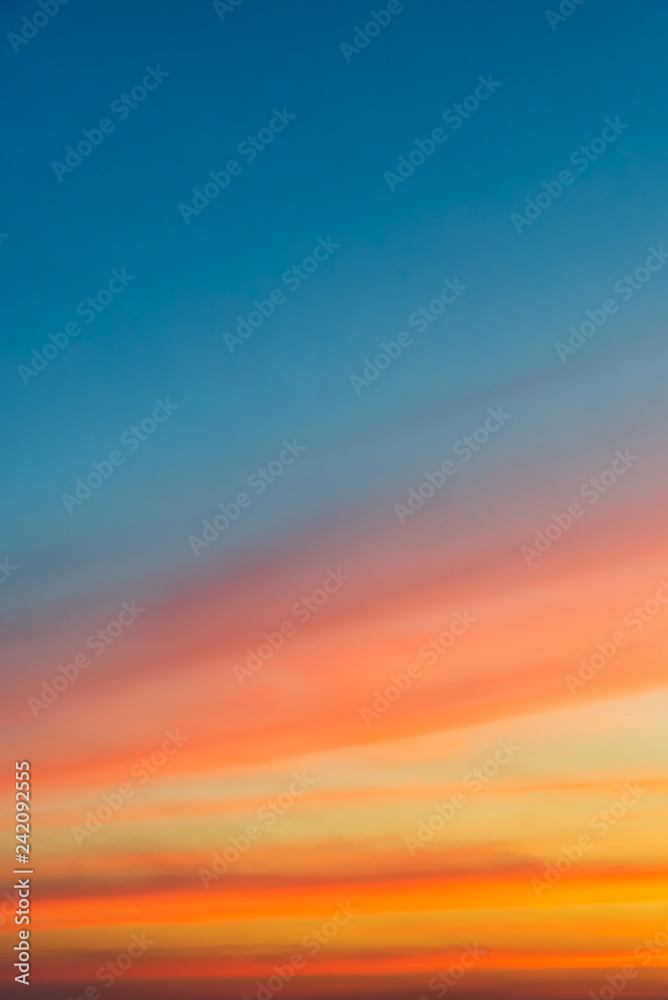 Colorful sky with colorful clouds - vertical view