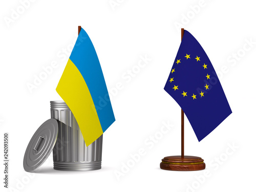 flag EU and ukraine on whit...