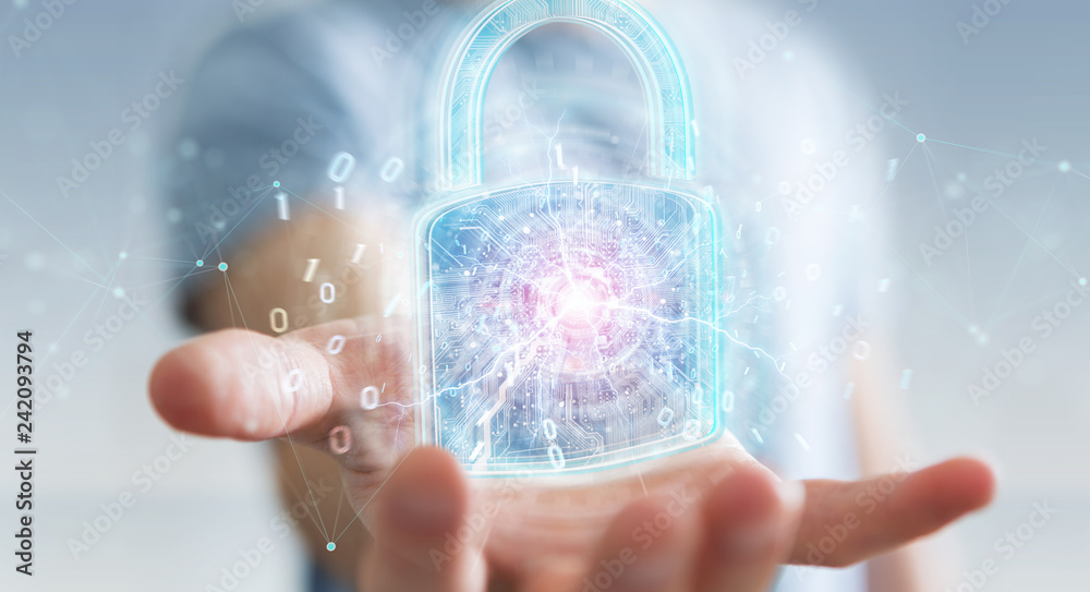 Web security protection interface used by businessman 3D rendering Web security protection interface used by businessman 3D rendering