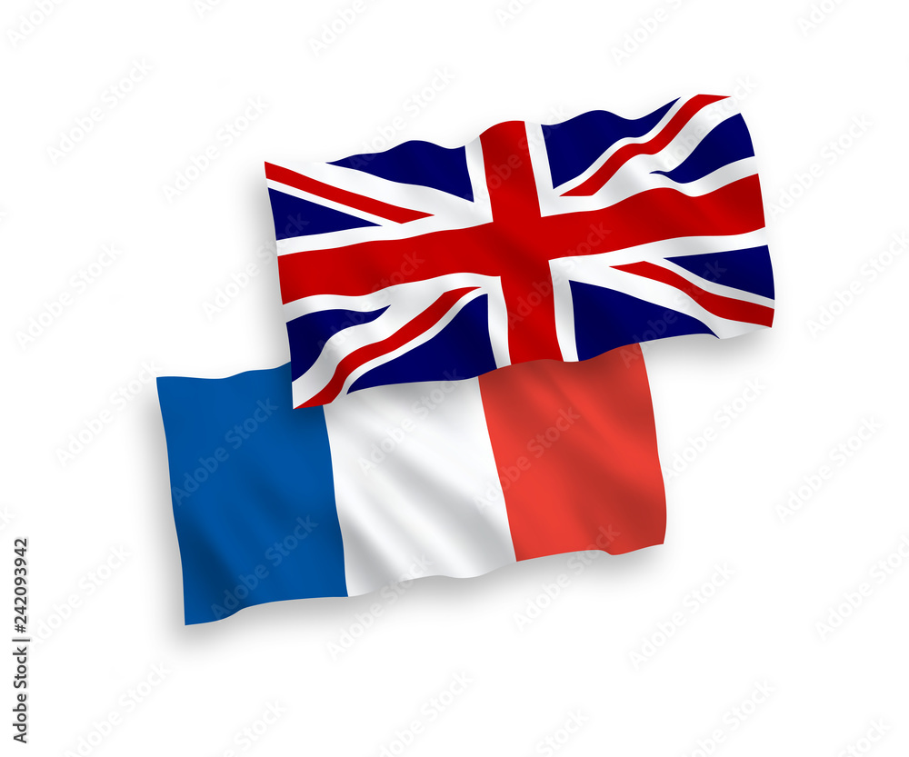 Fototapeta premium Flags of France and Great Britain on a white background