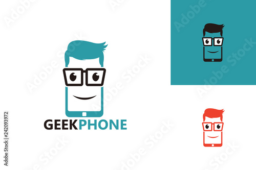 Geek Phone Logo Template Design Vector, Emblem, Design Concept, Creative Symbol, Icon