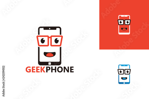 Geek Phone Logo Template Design Vector, Emblem, Design Concept, Creative Symbol, Icon