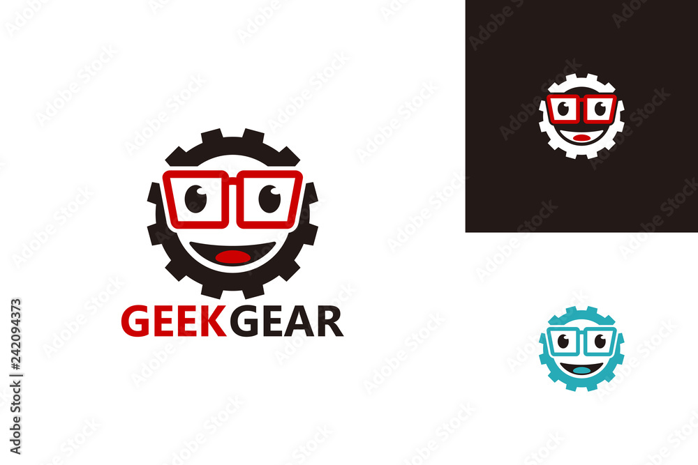 Geek Gear Logo Template Design Vector, Emblem, Design Concept, Creative Symbol, Icon