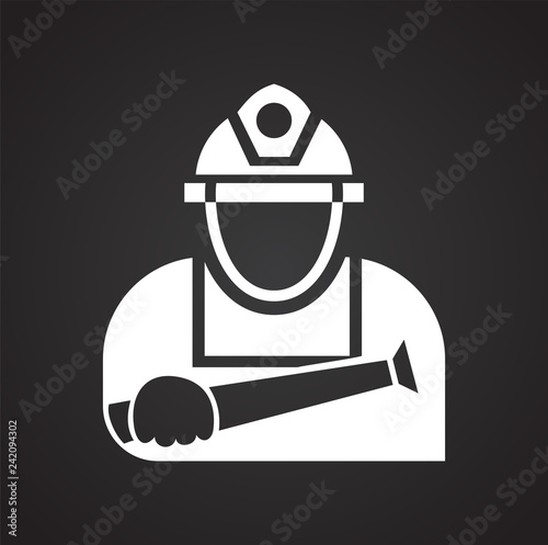 Fire fighter icon on black background for graphic and web design, Modern simple vector sign. Internet concept. Trendy symbol for website design web button or mobil