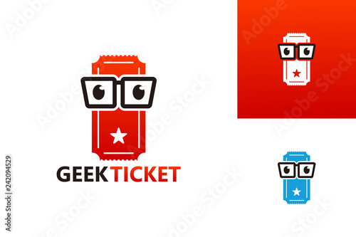 Geek Ticket Logo Template Design Vector, Emblem, Design Concept, Creative Symbol, Icon
