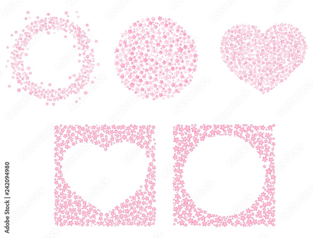 Set of cute pink frames for Valentine Day. Circle shape, heart shape ornament. Isolated editable vector clip art on white background Set of cute pink frames for Valentine Day. Circle shape, heart shape ornament. Isolated editable vector clip art on white background