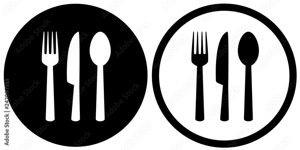 restaurant sign with spoon, fork, knife icons restaurant sign with spoon, fork, knife icons