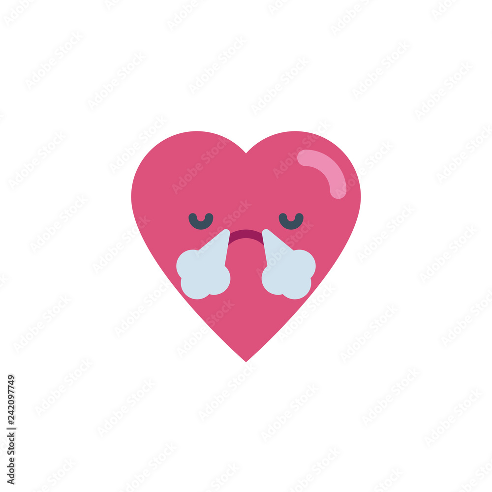 Angry heart face character emoji flat icon, vector sign, colorful pictogram isolated on white. Steam from nose emoticon symbol, logo illustration. Flat style design