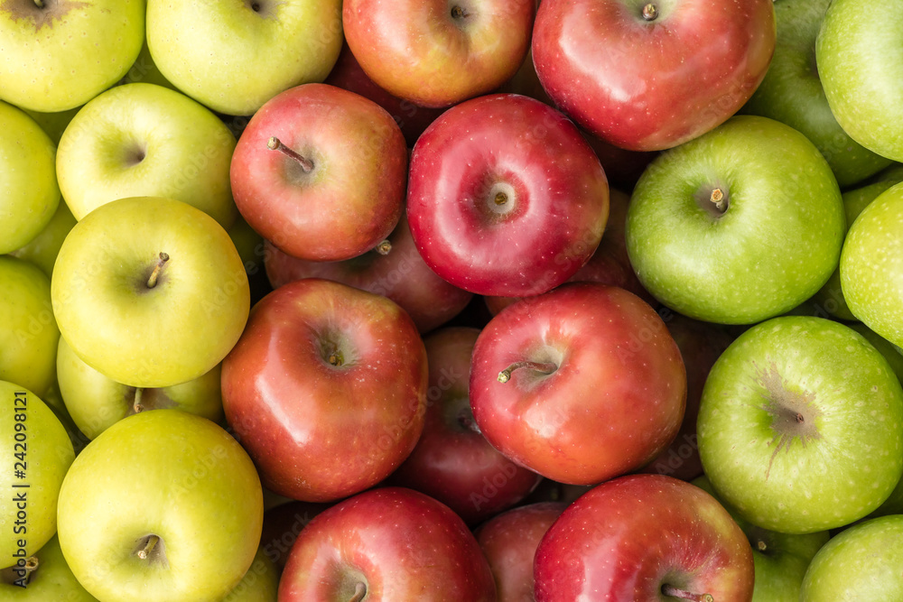 Golden Delicious, Gala and Granny Smith apples Golden Delicious, Gala and Granny Smith apples
