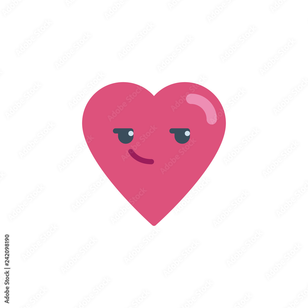 Smirking heart face character emoji flat icon, vector sign, colorful pictogram isolated on white. Smirking Face emoticon symbol, logo illustration. Flat style design Smirking heart face character emoji flat icon, vector sign, colorful pictogram isolated on white. Smirking Face emoticon symbol, logo illustration. Flat style design