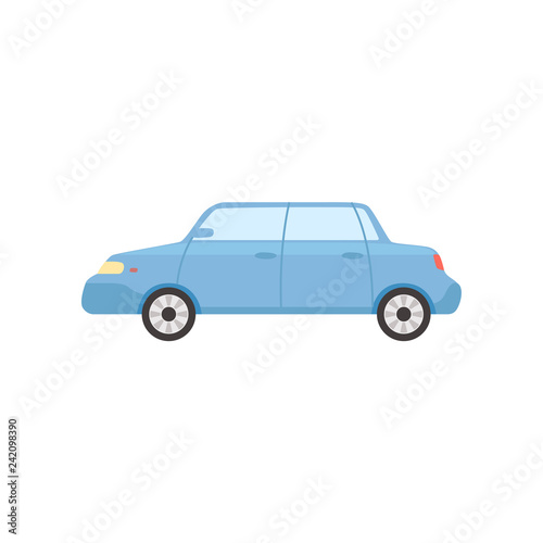 Fototapeta Naklejka Na Ścianę i Meble -  Blue sedan car, side view vector Illustration