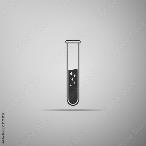 Test tube and flask - chemical laboratory test icon isolated on grey background. Flat design. Vector Illustration