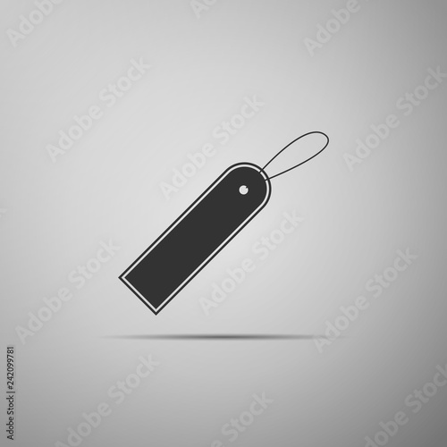 Blank label template price tag icon isolated on grey background. Empty shopping discounts sticker. Template discount banner. Flat design. Vector Illustration